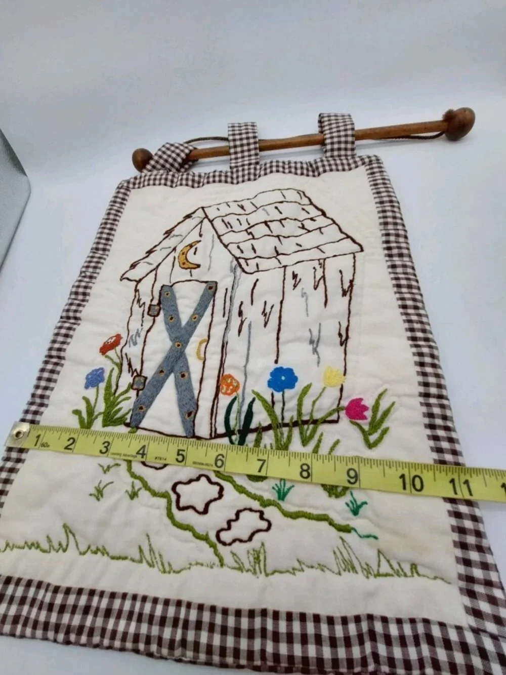 Outhouse Country Embroidered Wall Hanging Floral 17